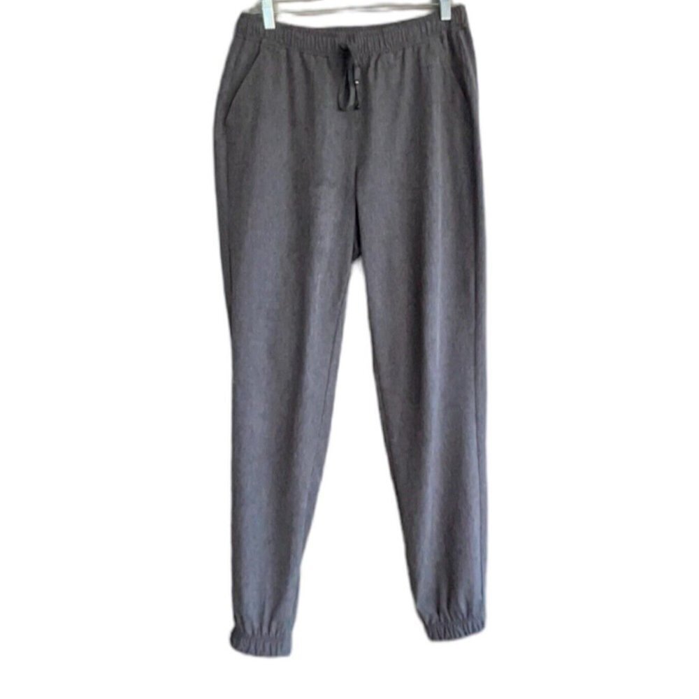 Max Studio Gray Joggers Pockets Pull On Ankle Stretch Elastic Waist Size M